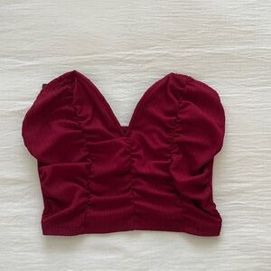 SHEIN Burgundy Ruched Crop Top